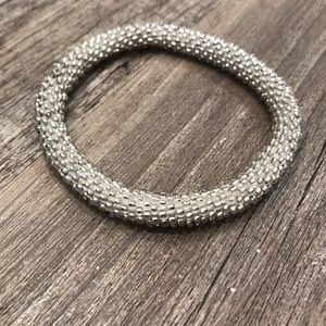 Light Silver Beaded Roll-On Bracelet | Stackable & Stretchy | Lightweight